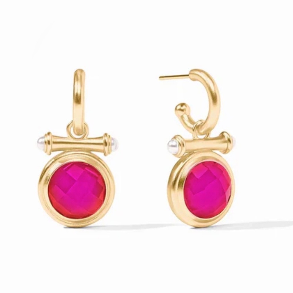 $155 Julie Vos Bamboo Hoop & Charm Earring pink